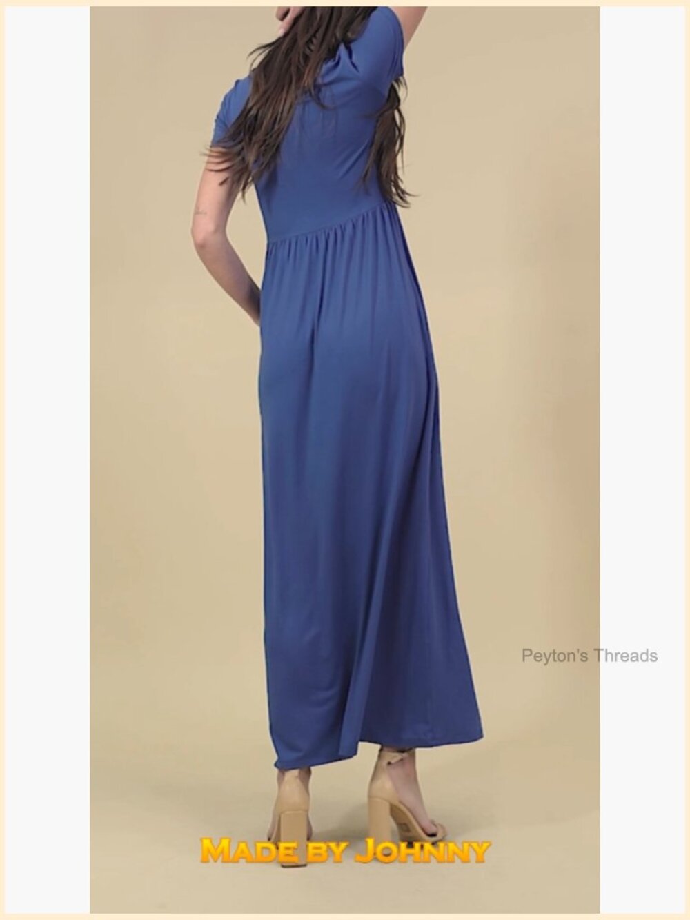 Short Sleeve Loose Plain Casual Long Maxi Dress with Pockets - Picture 7 of 7